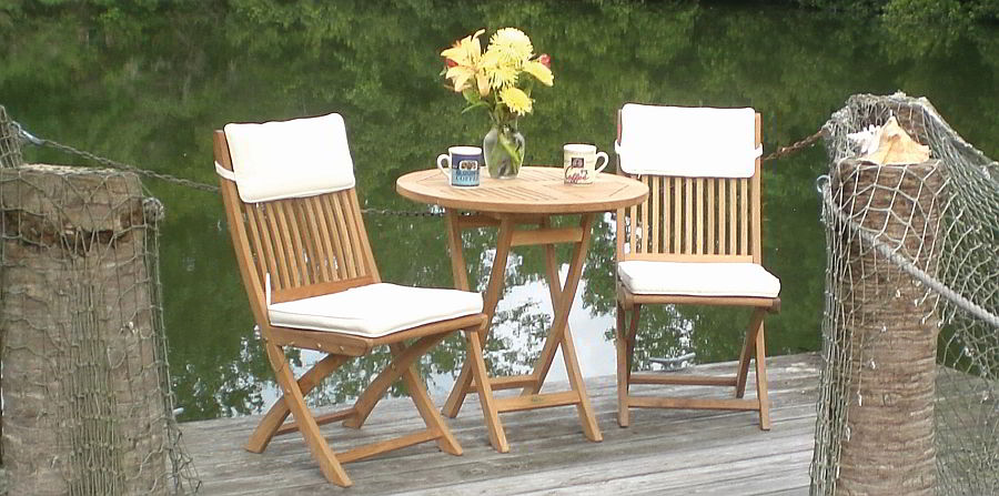 Folding teak table and chairs